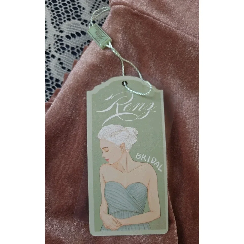 Renz Bridal Maxi Dress XS Dusty Pink Velvet Sleeveless Side Slit Bridesmaid NWT
